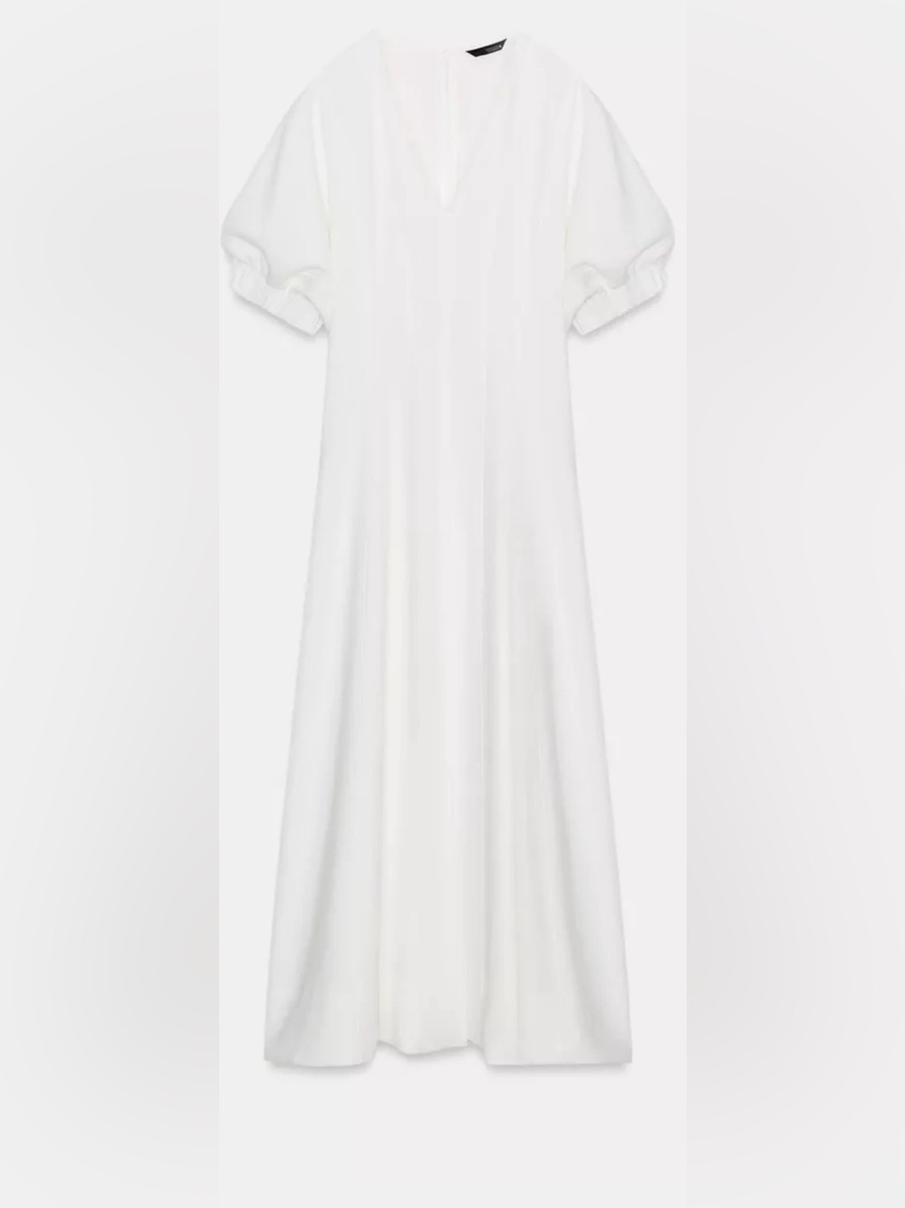 Zara Balloon Sleeve Solid White Mido Dress NWT - Picture 7 of 7
